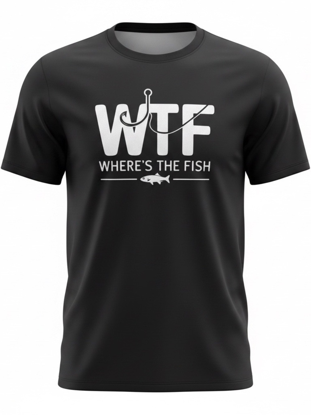 Gildan WTF Where's The Fish Graphic Tee - Black & White